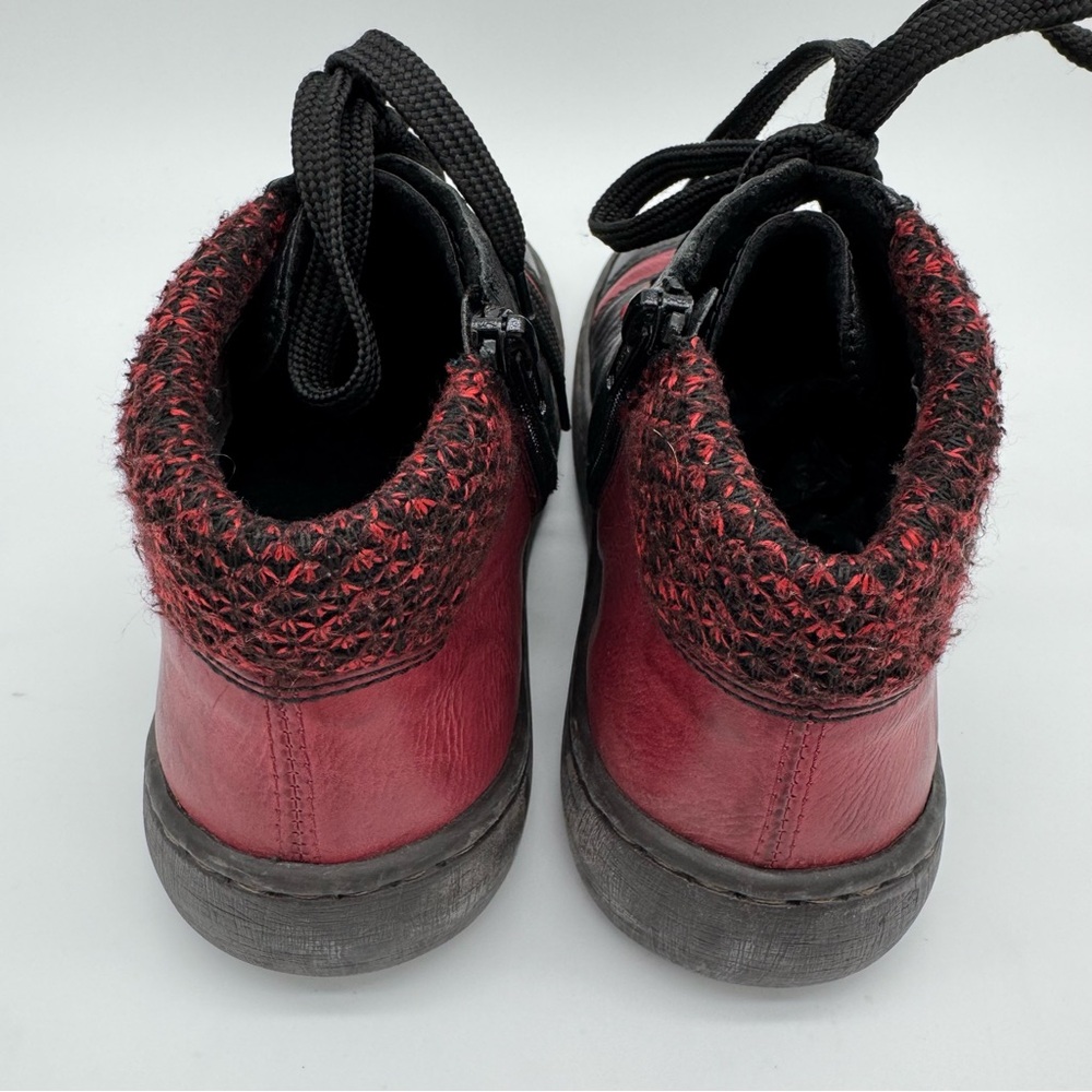 Rieker “Simona 30” Lace Up Leather Ankle Boot Black/Wine/Brandy Size EU 38/US 7 - Picture 6 of 14